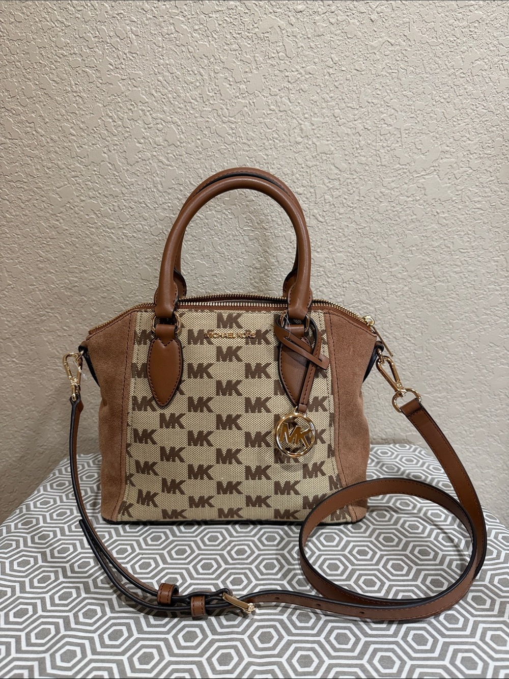 Michael Kors SIENNA SM Satchel BEIGE/EBONY